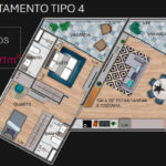 apartamento na planta com 2 quartos