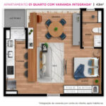 apartamento com 1 quaarto na planta no vale do sereno