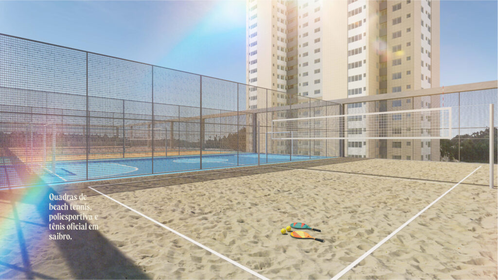 quadra de beach tenis no predio