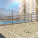 quadra de beach tenis no predio