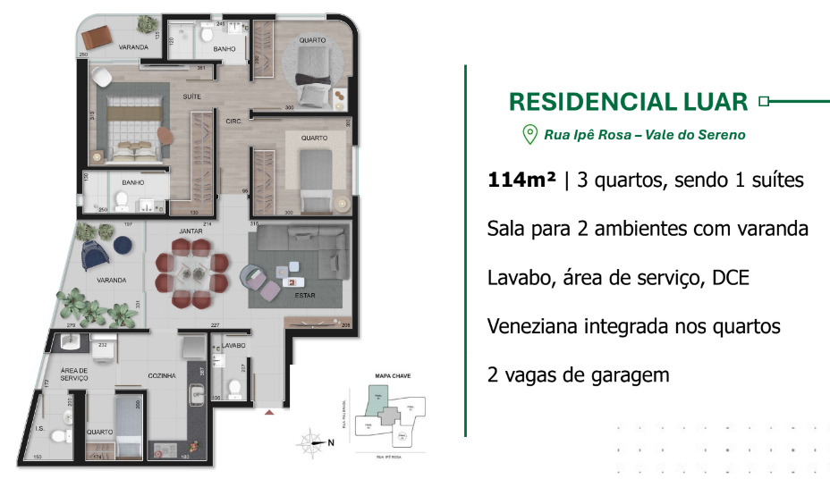 apartamento 3 quartos no vale do sereno